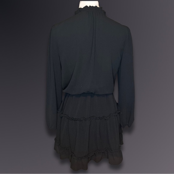 Black Long Sleeve Chiffon Sun Dress (size M) - Picture 2 of 2